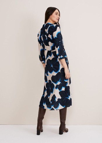 Phase Eight Rae Floral Wrap Dress Blue/Brown/Pink Canada | DTZYLS-485